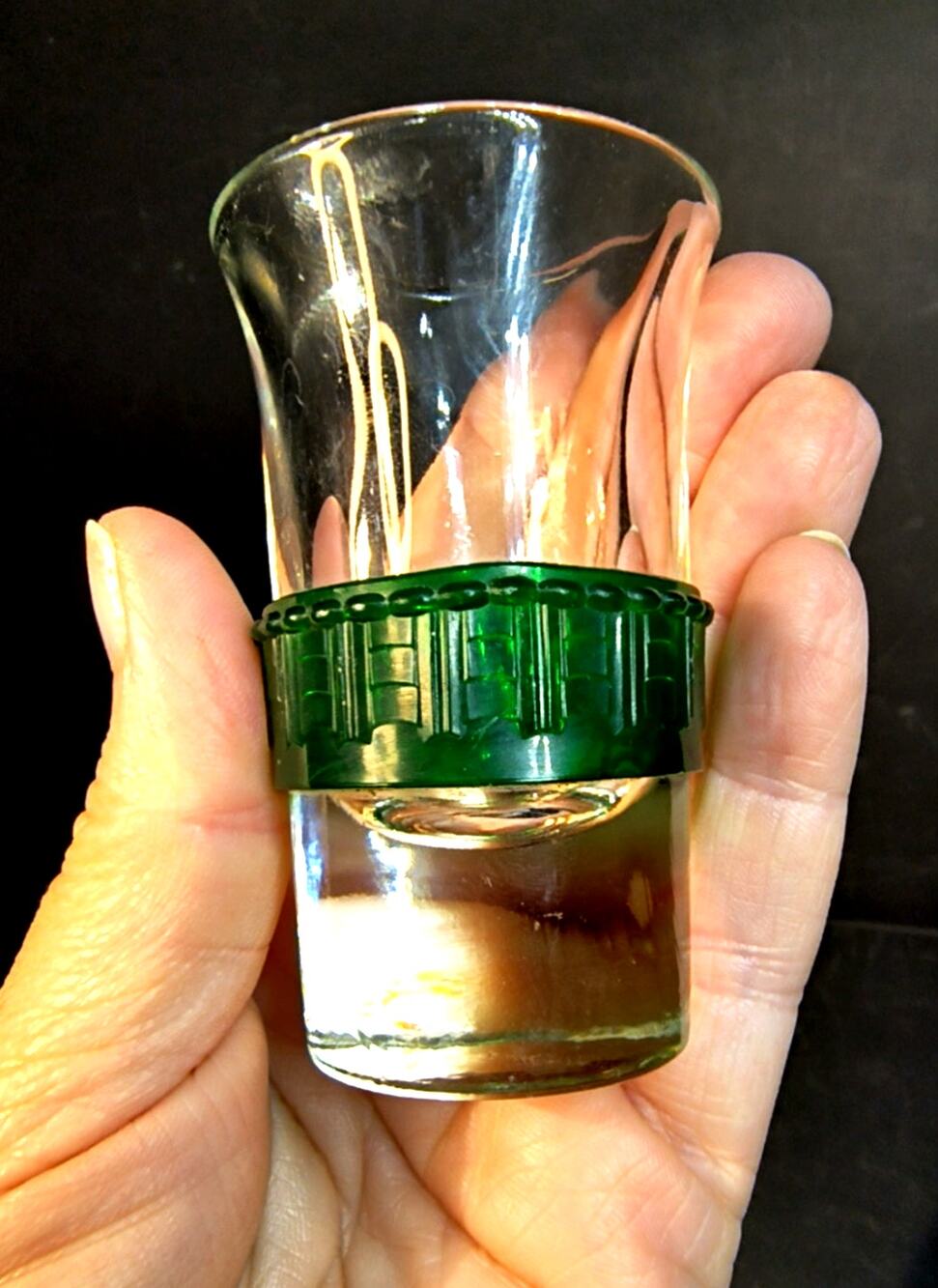 2141. Vintage MCM Tsingtao Shot Glass Celluloid Blade Runner Star Trek cameos